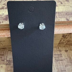 Source Unknown Silver Solitaire Earrings